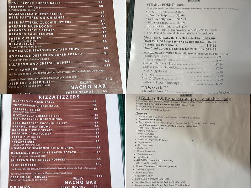 Rizzle's Roadhouse Menu