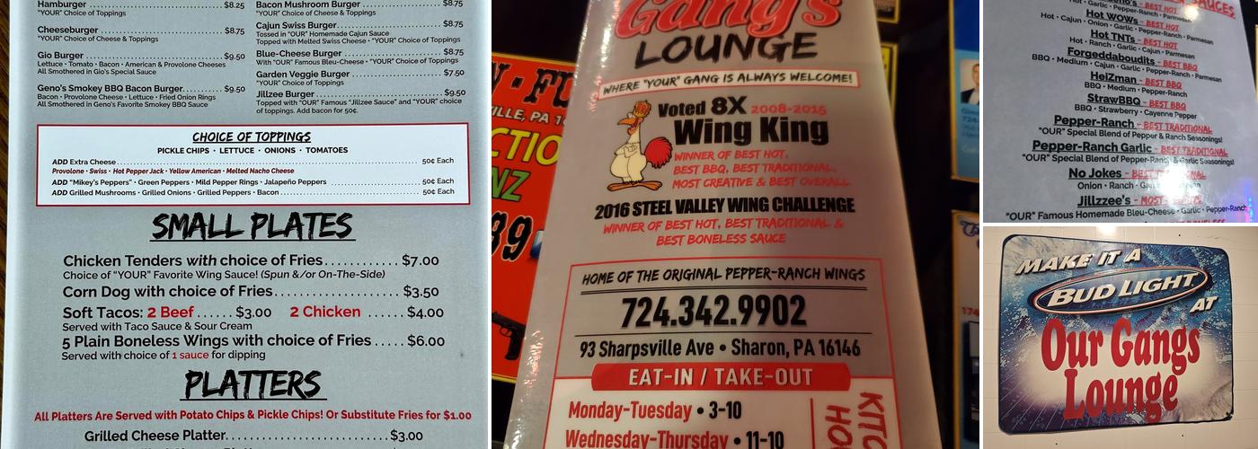 Our Gang’s Lounge Menu