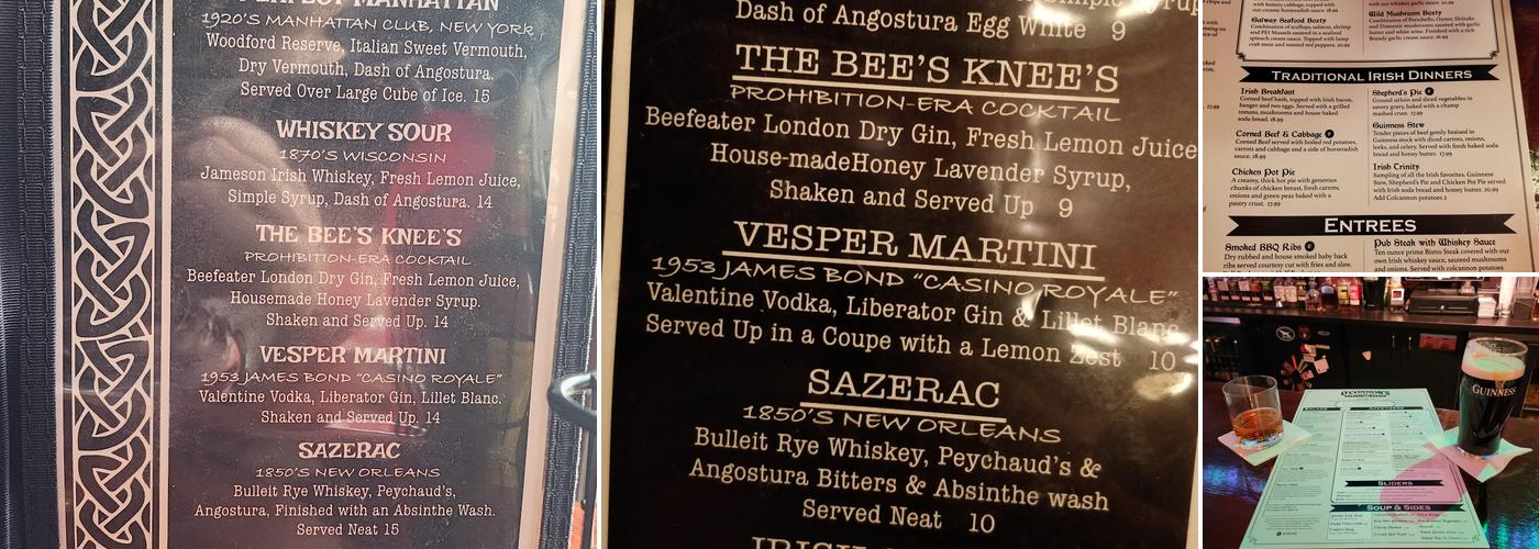 O'Connor's Public House Menu