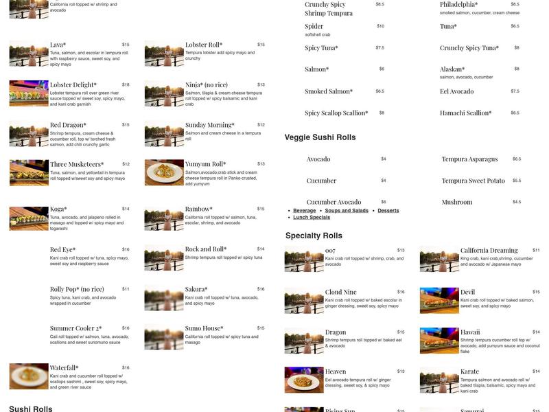 Sumo Sushi & Seafood Menu