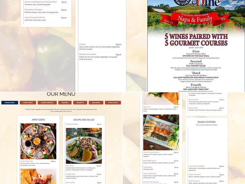 Old Oyster Factory Restaurant Menu