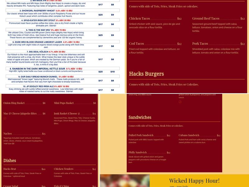 Wicked Wort Brewing Company Menu