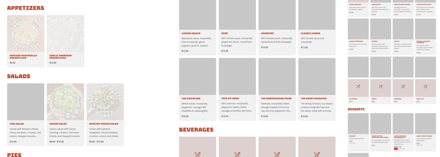 Mercury Pizza Company Menu