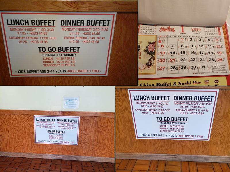 China Buffet & Sushi Bar Menu