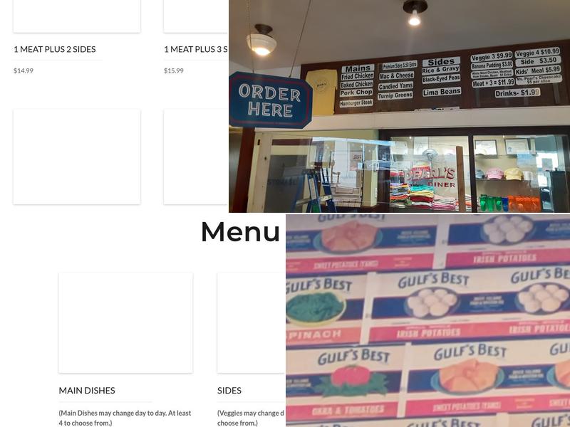 Pearl’s Diner Menu