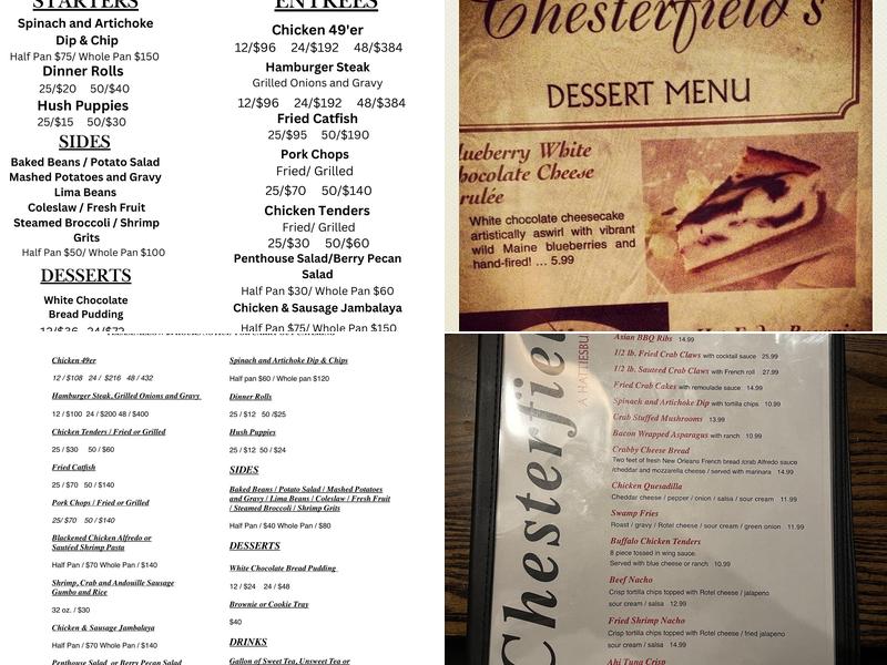 Chesterfield's Menu