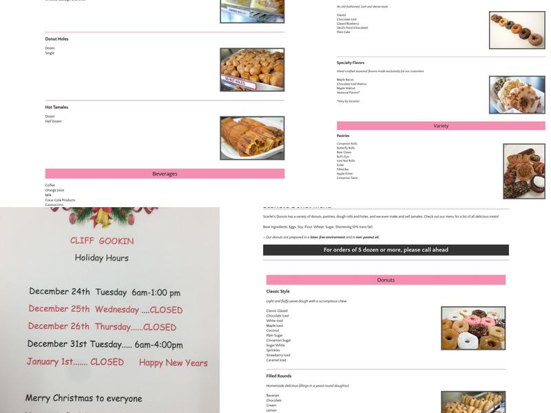 Scarlet's Donuts Menu