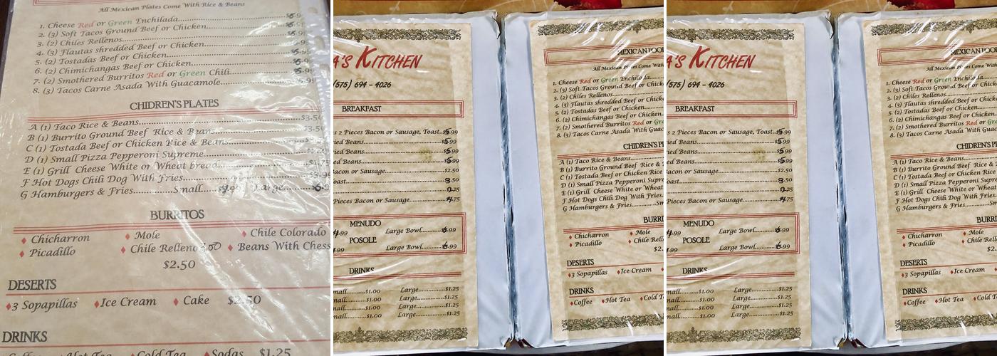 Irma's Kitchen Menu