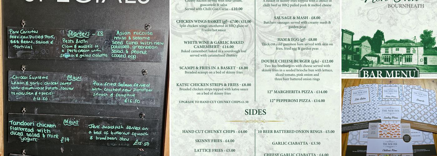The New Inn Bournheath Menu