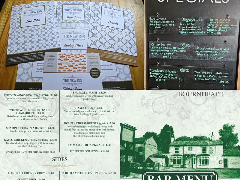 The New Inn Bournheath Menu