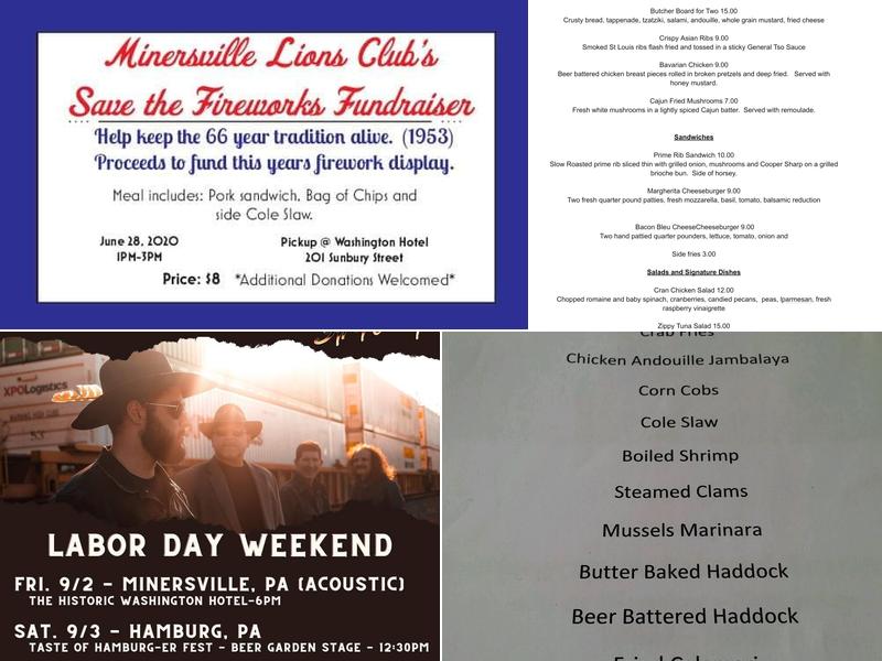 Washington Hotel Menu