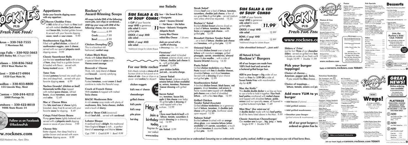 Rockne's N Canton Menu