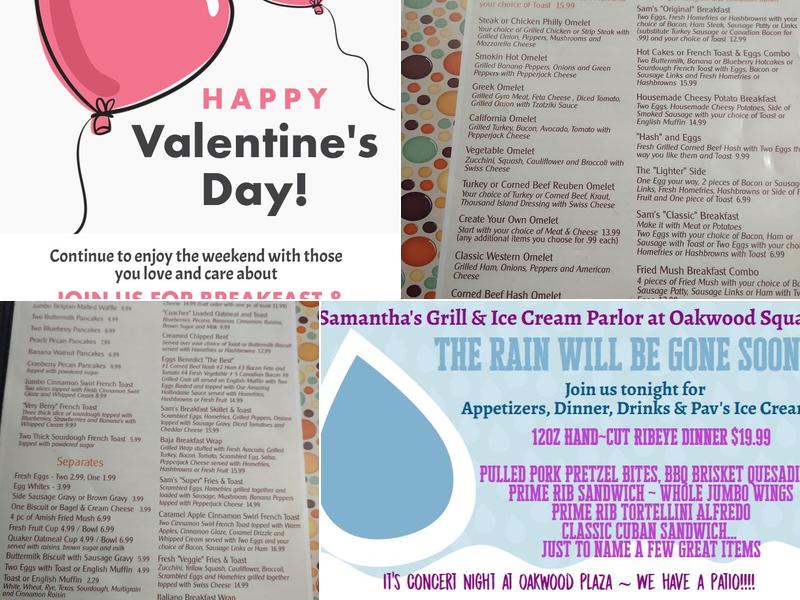 Samanthas Frontier Restaurant Menu