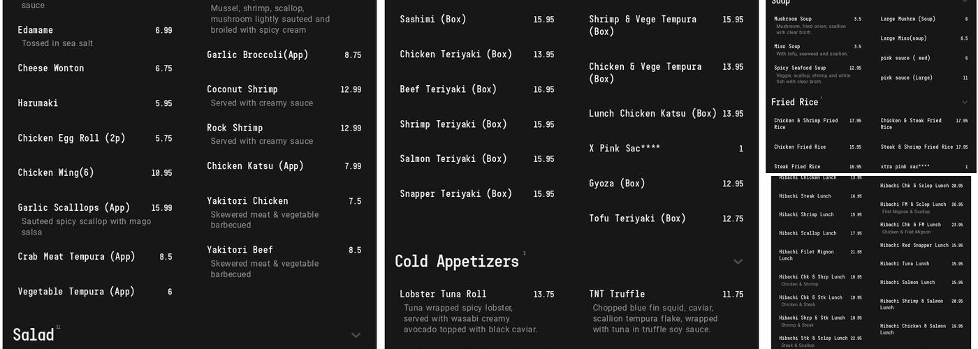 Hokkaido Hibachi Grill & Sushi Menu