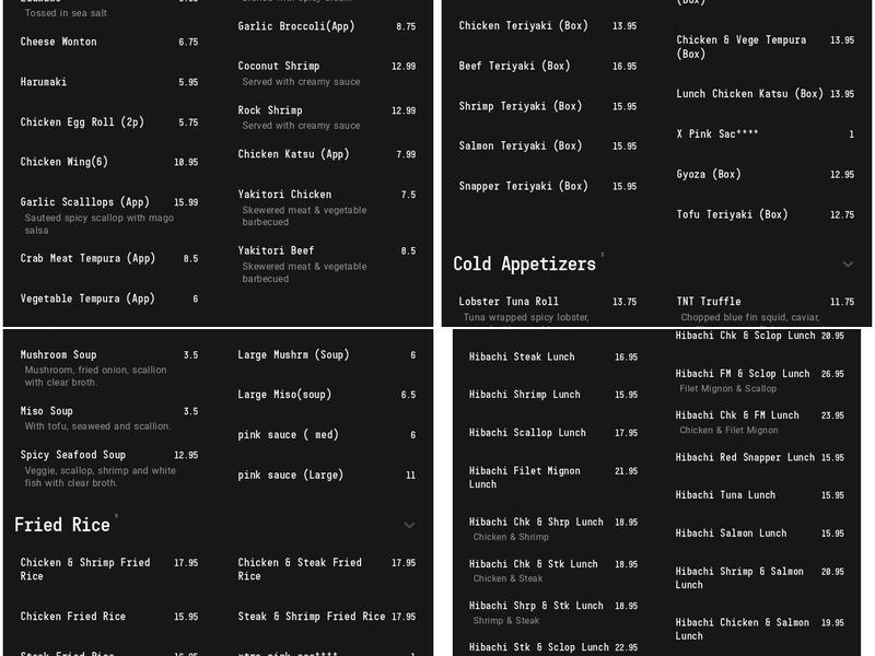 Hokkaido Hibachi Grill & Sushi Menu