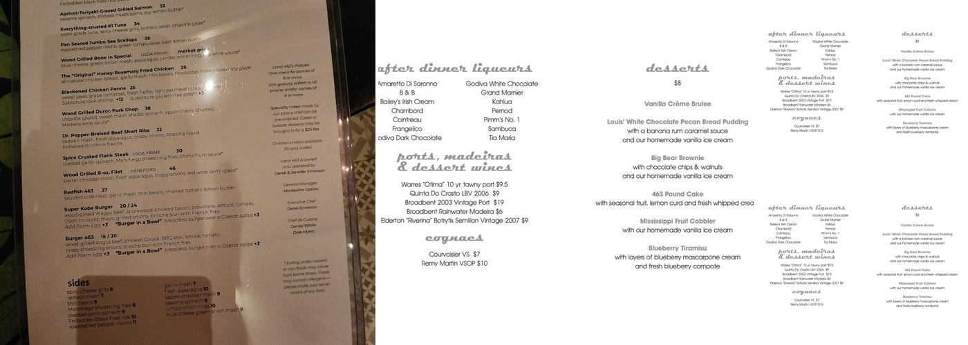 Local 463 Menu