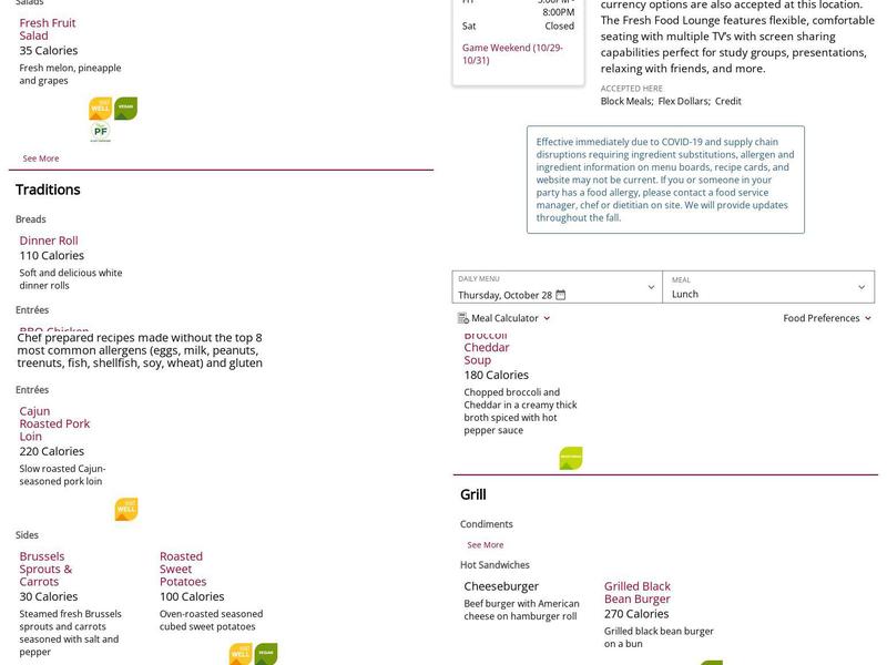 Fresh Food Company Menu