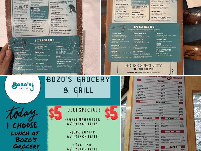 Bozo's Seafood Market Menu
