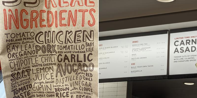 Chipotle Mexican Grill Menu