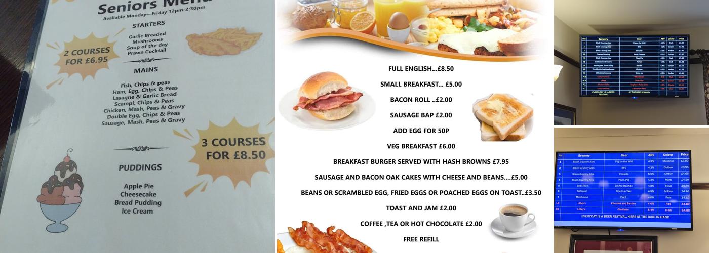 The Bird In Hand Menu