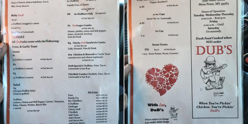 Dubs Menu