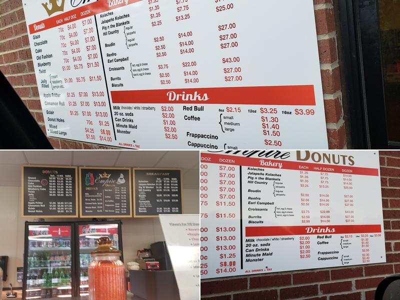 Empire DONUTS Menu