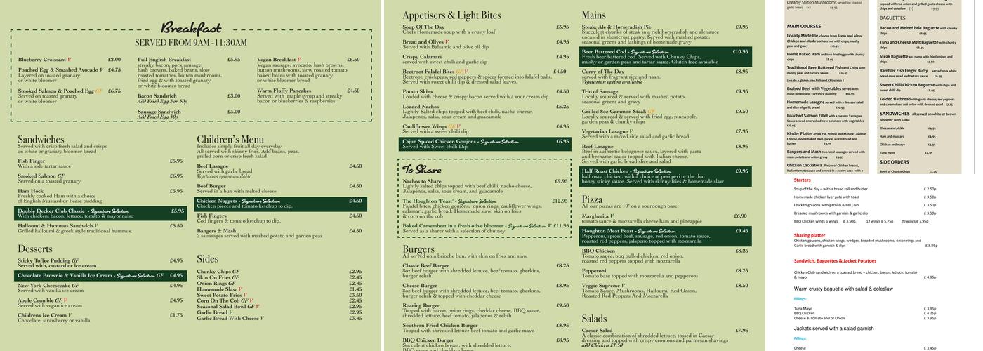 The Joiners Arms Menu