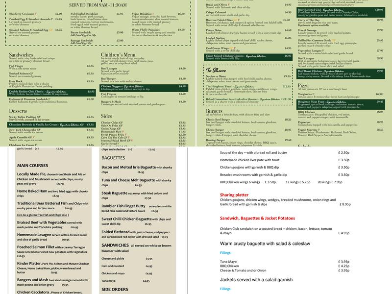 The Joiners Arms Menu