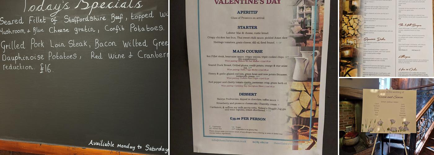 The Mill at Worston Menu
