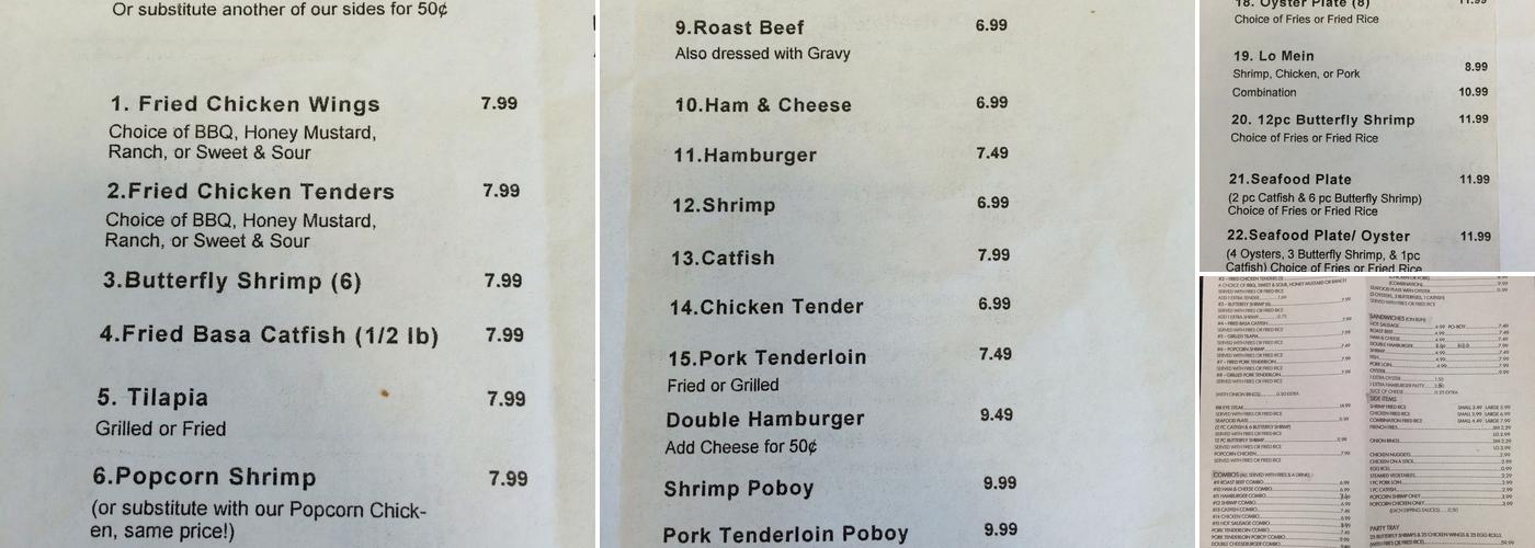 T's Kitchen Menu