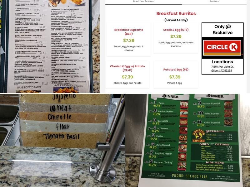 Burrito Express Menu