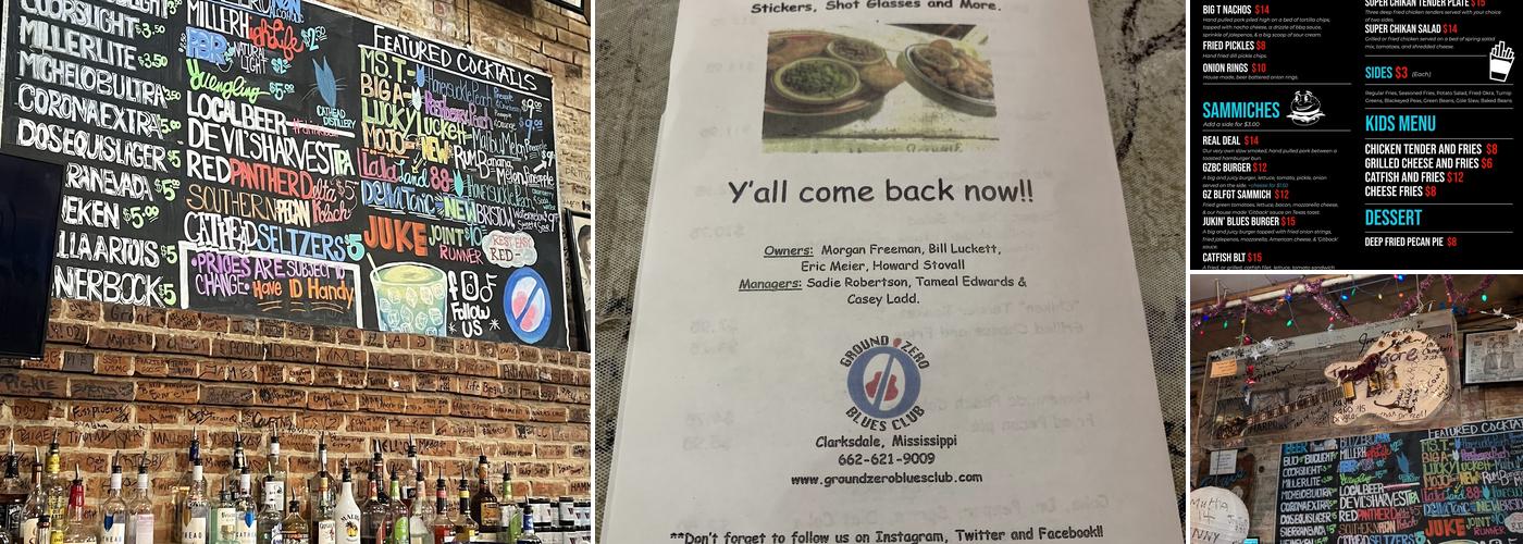 Ground Zero Blues Club Menu