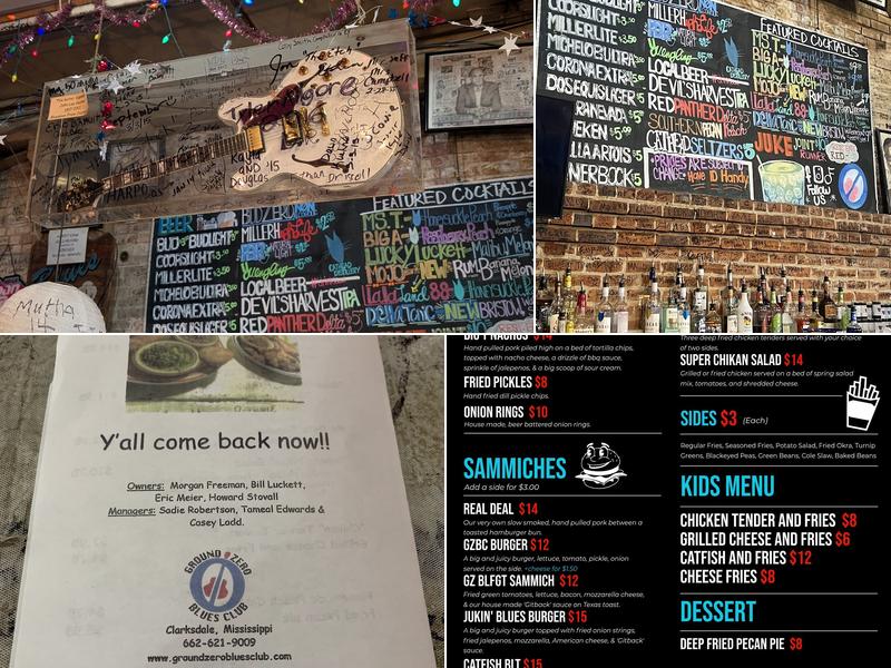 Ground Zero Blues Club Menu