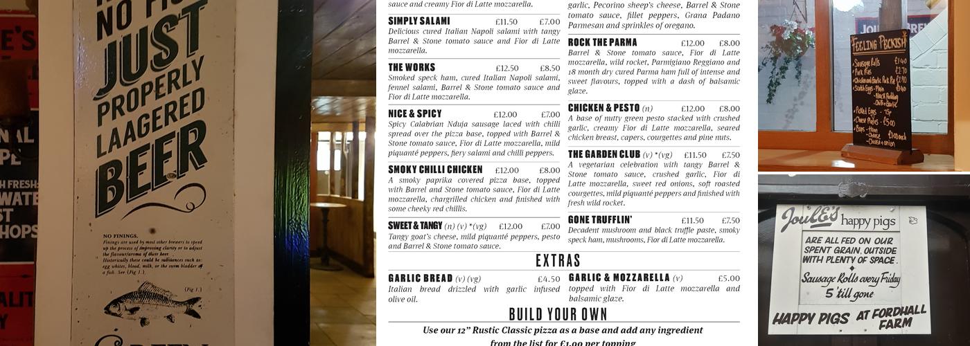 The Ye Olde Rose & Crown Menu