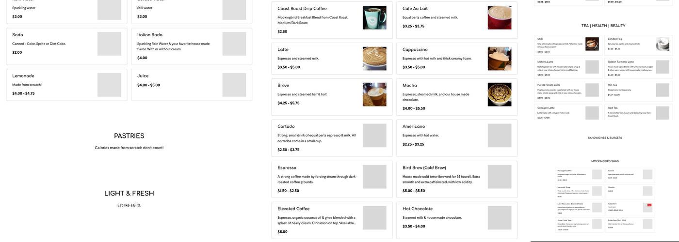 Mockingbird Cafe Menu