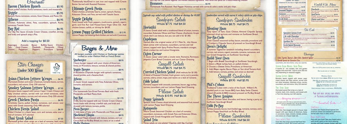 Starfish Café Menu