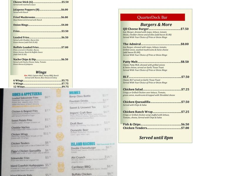 QuarterDeck Bar Menu