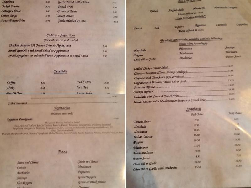 Moretti's Menu