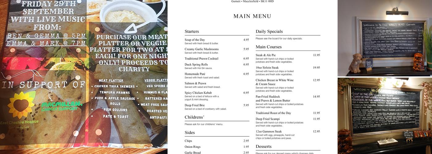 Ye Olde Kings Head Menu