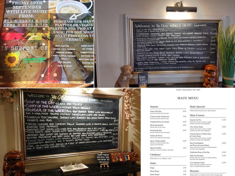 Ye Olde Kings Head Menu