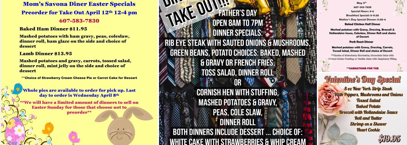 Mom's Savona Diner Menu