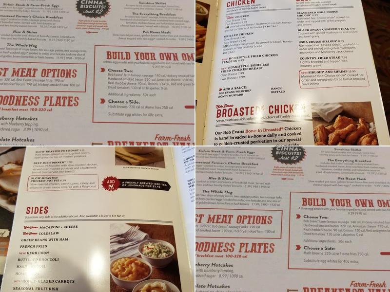 Bob Evans Menu