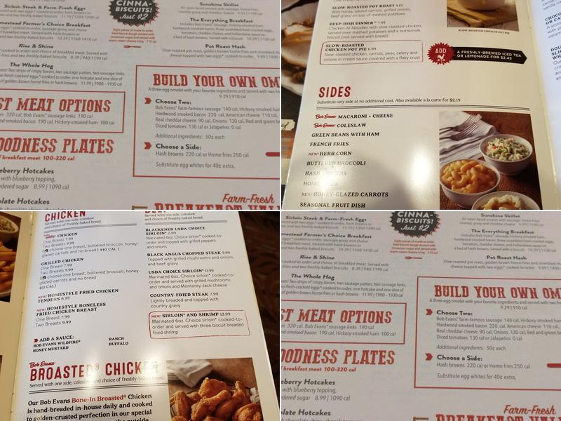 Bob Evans Menu