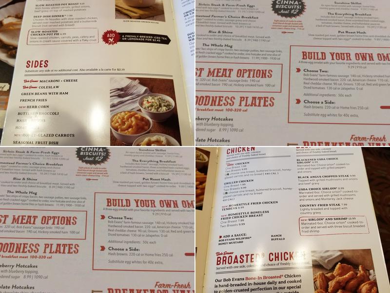 Bob Evans Menu