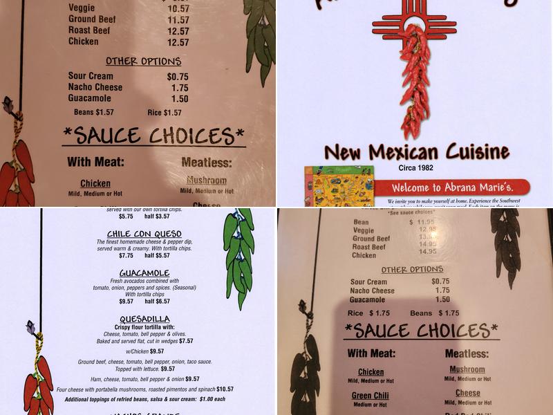 Abrana Marie's Menu