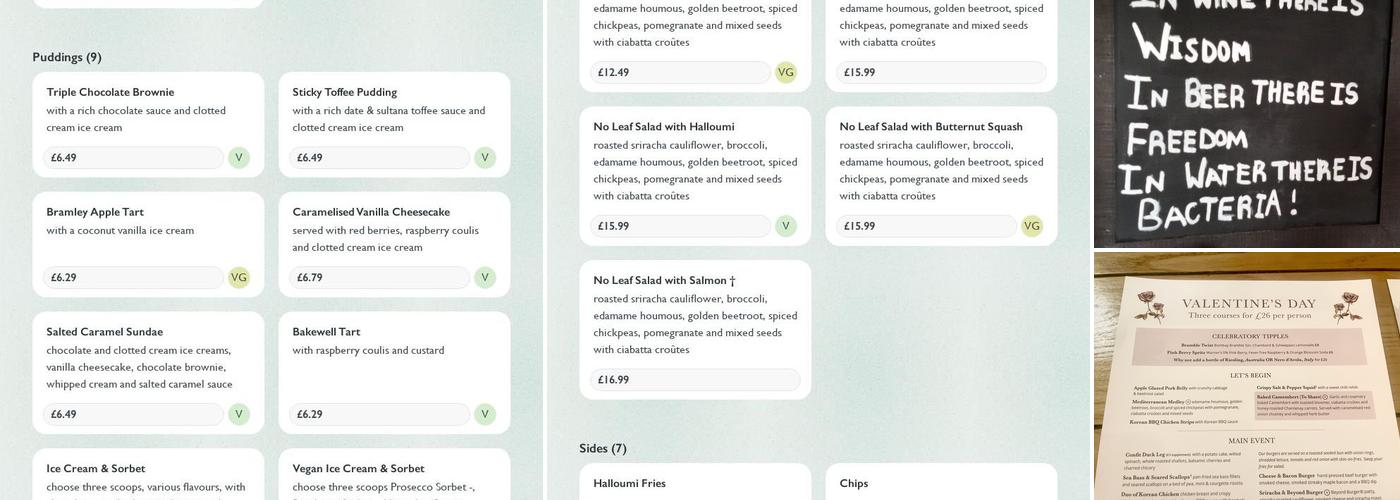 Blacksmiths Arms Menu