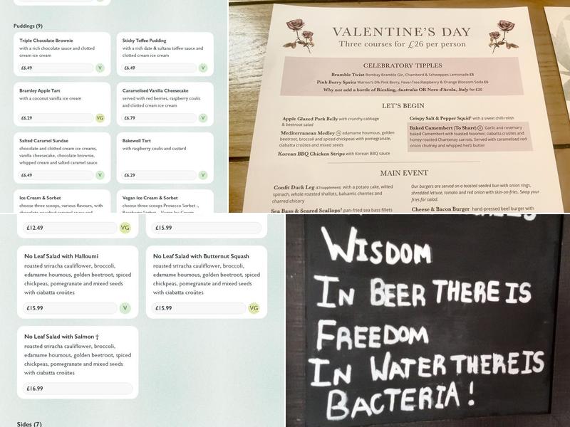 Blacksmiths Arms Menu