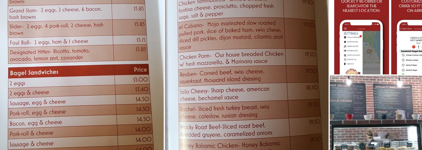 All Star Bagels Menu