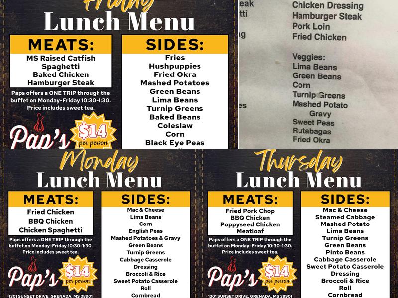 Pap's Fish And Steak Menu
