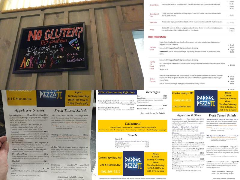 Pappas Pizza Pi Menu